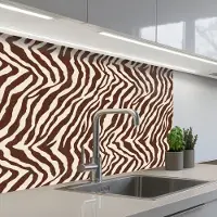 KitchenYeah Keuken achterwand 80x60 cm - Spatscherm zelfklevend Zebra - Patroon - Zwart - Wit - Muurbeschermer - Spatwand fornuis