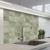 KitchenYeah Keuken achterwand 100x80 cm - Spatscherm zelfklevend Vlakken - Rustiek - Groen - Muurbeschermer - Spatwand fornuis