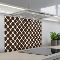 KitchenYeah Spatscherm 80x60 cm - Zelfklevende achterwand Bruin - Ruitpatroon - Geometrisch - Keuken muurbeschermer - Spatwand fornuis