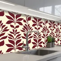 KitchenYeah Keuken achterwand 250x80 cm - Spatscherm zelfklevend Abstract - Bladeren - Burgundy - Muurbeschermer - Spatwand fornuis