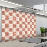 KitchenYeah Spatscherm 120x80 cm - Zelfklevende achterwand Retro - Klassiek - Roze - Keuken muurbeschermer - Spatwand fornuis