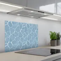 KitchenYeah Spatscherm 70x50 cm - Zelfklevende achterwand Organisch - Patroon - Blauw - Keuken muurbeschermer - Spatwand fornuis