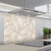KitchenYeah Spatscherm 90x70 cm - Zelfklevende achterwand Lichtbeige - Goudbruine Nerven - Marmer print - Keuken muurbeschermer - Spatwand fornuis