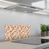 KitchenYeah Spatscherm 60x30 cm - Zelfklevende achterwand Bloesem - Koolmees - Roze - Keuken muurbeschermer - Spatwand fornuis