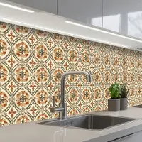 KitchenYeah Keuken achterwand 250x60 cm - Spatscherm zelfklevend Elegant - Antiek - Kleurrijk - Muurbeschermer - Spatwand fornuis