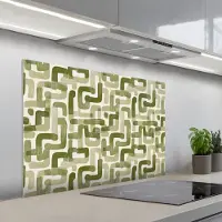 KitchenYeah Spatscherm 100x65 cm - Zelfklevende achterwand Modern - Grafisch - Groen - Keuken muurbeschermer - Spatwand fornuis