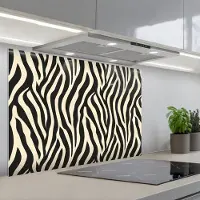 KitchenYeah Spatscherm 90x60 cm - Zelfklevende achterwand Zebra - Print - Klassiek - Zwart - Keuken muurbeschermer - Spatwand fornuis