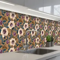 KitchenYeah Keuken achterwand 350x60 cm - Spatscherm zelfklevend Floraal - Stilleven - Kleurrijk - Muurbeschermer - Spatwand fornuis