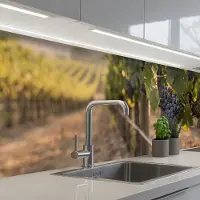 KitchenYeah Keuken achterwand 300x80 cm - Spatscherm zelfklevend Druiven - Wijngaard - Zonlicht - Muurbeschermer - Spatwand fornuis