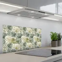 KitchenYeah Spatscherm 90x45 cm - Zelfklevende achterwand Bladeren - Botanisch - Groen - Keuken muurbeschermer - Spatwand fornuis