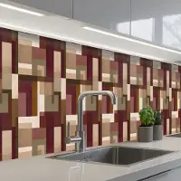 KitchenYeah Keuken achterwand 350x60 cm - Spatscherm zelfklevend Modern - Geometrie - Kleurrijk - Muurbeschermer - Spatwand fornuis