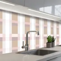 KitchenYeah Keuken achterwand 250x80 cm - Spatscherm zelfklevend Ruitpatroon - Aardetinten - Minimalistisch - Muurbeschermer - Spatwand fornuis