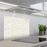 KitchenYeah Spatscherm 70x50 cm - Zelfklevende achterwand Abstract - Ruiten - Beige - Keuken muurbeschermer - Spatwand fornuis
