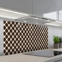 KitchenYeah Spatscherm 120x60 cm - Zelfklevende achterwand Bruin - Ruitpatroon - Geometrisch - Keuken muurbeschermer - Spatwand fornuis
