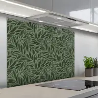 KitchenYeah Spatscherm 100x75 cm - Zelfklevende achterwand Bladeren - Organisch - Groen - Keuken muurbeschermer - Spatwand fornuis