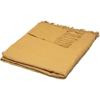 Atmosphera Plaid - oker geel - 230 x 250 cm - katoen - met franjes - bedsprei - kleed - dekentje