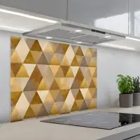 KitchenYeah Spatscherm 80x60 cm - Zelfklevende achterwand Geometrisch - Driehoek - Goud - Keuken muurbeschermer - Spatwand fornuis