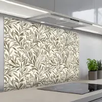 KitchenYeah Spatscherm 120x80 cm - Zelfklevende achterwand Takken - Botanisch - Taupe - Keuken muurbeschermer - Spatwand fornuis