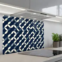 KitchenYeah Spatscherm 80x55 cm - Zelfklevende achterwand Abstract - Patroon - Blauw - Keuken muurbeschermer - Spatwand fornuis