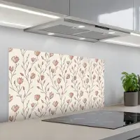 KitchenYeah Spatscherm 100x50 cm - Zelfklevende achterwand Patroon - Klassiek - Roze - Keuken muurbeschermer - Spatwand fornuis