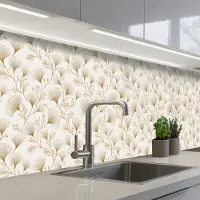KitchenYeah Keuken achterwand 250x60 cm - Spatscherm zelfklevend Ginkgo - Takken - Goud - Muurbeschermer - Spatwand fornuis