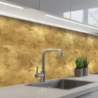 KitchenYeah Keuken achterwand 250x80 cm - Spatscherm zelfklevend Industrieel - Textuur - Goud - Muurbeschermer - Spatwand fornuis