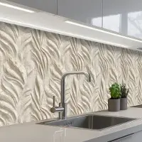 KitchenYeah Keuken achterwand 300x60 cm - Spatscherm zelfklevend Textuur - Reliëf - Beige - Muurbeschermer - Spatwand fornuis