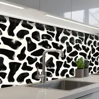 KitchenYeah Keuken achterwand 150x80 cm - Spatscherm zelfklevend Dierenpatroon - Vlekken - Zwart - Wit - Muurbeschermer - Spatwand fornuis