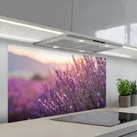 KitchenYeah Spatscherm 120x60 cm - Zelfklevende achterwand Lavendel - Paars - Zonlicht - Keuken muurbeschermer - Spatwand fornuis