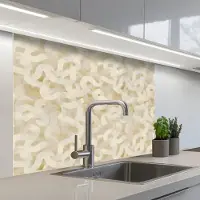 KitchenYeah Keuken achterwand 100x80 cm - Spatscherm zelfklevend Abstract - Lijnen - Beige - Muurbeschermer - Spatwand fornuis