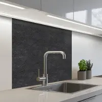 KitchenYeah Keuken achterwand 80x80 cm - Spatscherm zelfklevend Donkergrijs - Asfaltstructuur - Ruw - Muurbeschermer - Spatwand fornuis