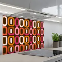 KitchenYeah Spatscherm 90x60 cm - Zelfklevende achterwand Modern - Retro - Kleurrijk - Keuken muurbeschermer - Spatwand fornuis