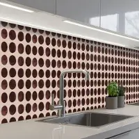 KitchenYeah Keuken achterwand 350x60 cm - Spatscherm zelfklevend Stippen - Patroon - Bruin - Muurbeschermer - Spatwand fornuis