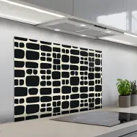 KitchenYeah Spatscherm 100x65 cm - Zelfklevende achterwand Modern - Organisch - Zwart - Keuken muurbeschermer - Spatwand fornuis