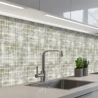 KitchenYeah Keuken achterwand 500x60 cm - Spatscherm zelfklevend Linnen - Patroon - Groen - Muurbeschermer - Spatwand fornuis
