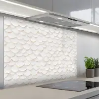 KitchenYeah Spatscherm 120x80 cm - Zelfklevende achterwand Schubben - Wit - Elegant - Keuken muurbeschermer - Spatwand fornuis