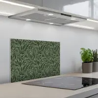 KitchenYeah Spatscherm 60x40 cm - Zelfklevende achterwand Bladeren - Organisch - Groen - Keuken muurbeschermer - Spatwand fornuis