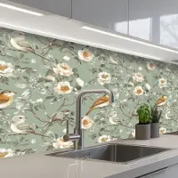 KitchenYeah Keuken achterwand 150x60 cm - Spatscherm zelfklevend Roze - Vogels - Kleurrijk - Muurbeschermer - Spatwand fornuis