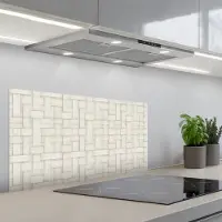 KitchenYeah Spatscherm 90x45 cm - Zelfklevende achterwand Vlechtwerk - Banen - Beige - Keuken muurbeschermer - Spatwand fornuis