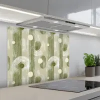 KitchenYeah Spatscherm 80x60 cm - Zelfklevende achterwand Artistiek - Modern - Groen - Keuken muurbeschermer - Spatwand fornuis