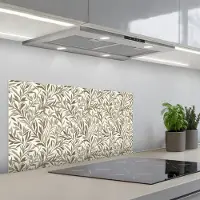 KitchenYeah Spatscherm 80x40 cm - Zelfklevende achterwand Takken - Botanisch - Taupe - Keuken muurbeschermer - Spatwand fornuis