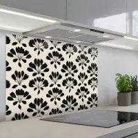 KitchenYeah Spatscherm 80x55 cm - Zelfklevende achterwand Abstract - Patroon - Zwart - Keuken muurbeschermer - Spatwand fornuis