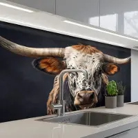 KitchenYeah Keuken achterwand 100x60 cm - Spatscherm zelfklevend Stier - Kleurrijk - Hoorns - Muurbeschermer - Spatwand fornuis