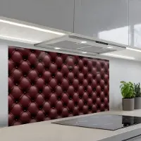 KitchenYeah Spatscherm 120x60 cm - Zelfklevende achterwand Leer - Patroon - Bordeaux - Keuken muurbeschermer - Spatwand fornuis