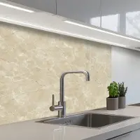 KitchenYeah Keuken achterwand 80x60 cm - Spatscherm zelfklevend Lichtbeige - Marmer print - Diffusie adering - Muurbeschermer - Spatwand fornuis