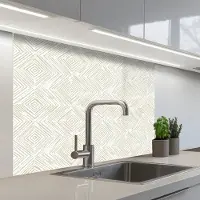 KitchenYeah Keuken achterwand 100x80 cm - Spatscherm zelfklevend Abstract - Ruiten - Beige - Muurbeschermer - Spatwand fornuis
