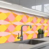 KitchenYeah Keuken achterwand 150x60 cm - Spatscherm zelfklevend Kleurrijk - Ruitpatroon - Bladvormen - Muurbeschermer - Spatwand fornuis