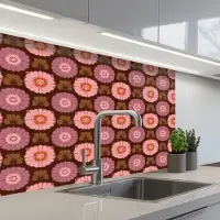 KitchenYeah Keuken achterwand 80x60 cm - Spatscherm zelfklevend Retro - Madelief - Roze - Muurbeschermer - Spatwand fornuis