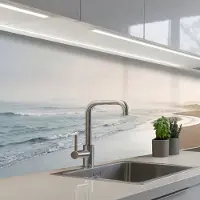KitchenYeah Keuken achterwand 400x80 cm - Spatscherm zelfklevend Kustlijn - Strand - Oceaan - Muurbeschermer - Spatwand fornuis
