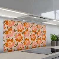 KitchenYeah Spatscherm 120x60 cm - Zelfklevende achterwand Bloemen - Motief - Retro - Keuken muurbeschermer - Spatwand fornuis